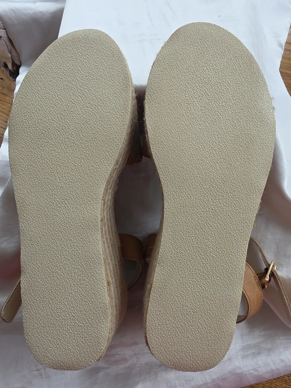 NEW Joie Women's Gray Suede Espadrille Platform Sandals w Tan Trim Size 7.5